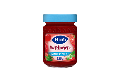 Hero Aardbeien Jam minder zoet 325 gr