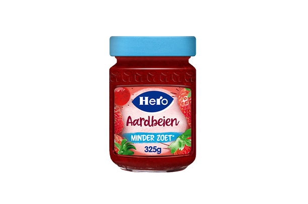 Hero Aardbeien Jam minder zoet 325 gr